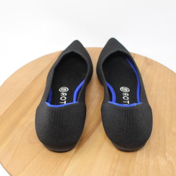 Rothys Shoes Womens 8.5 The Point Ballet Flats Black Knit Work Business Office - Picture 4 of 10